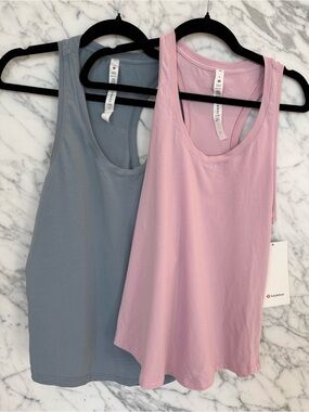 lululemon athletica Pink &  Blue Gray Racerback Tank Pair